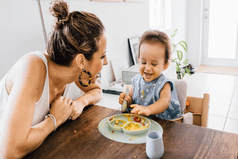 Child eating at table