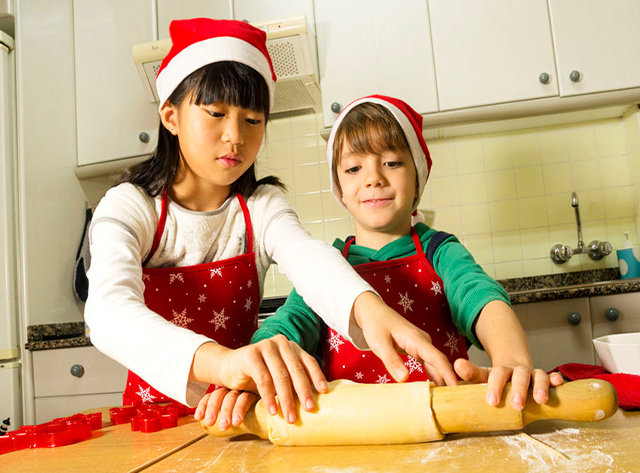Kids making cookies