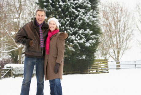 Adults, snow scene, countryside